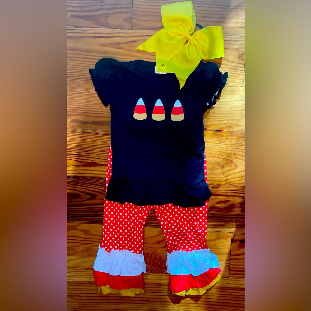 Girls Boutique ruffle outfit Halloween Fall